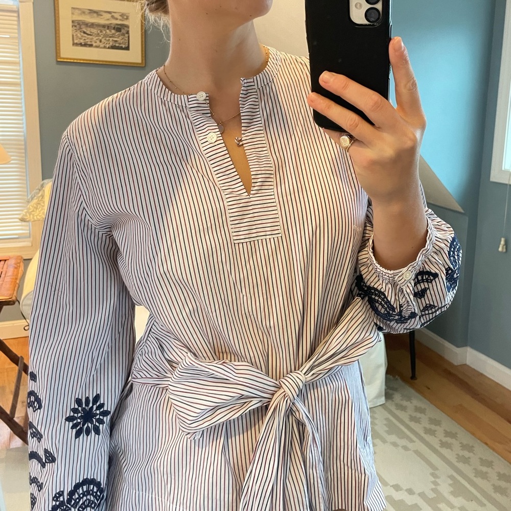 J.crew embroidered sleeve top